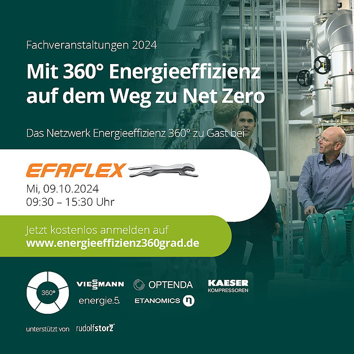 Fachveranstaltung von Netzwerk Energieeffizienz 360 Grad am 09.10.2024 bei EFAFLEX